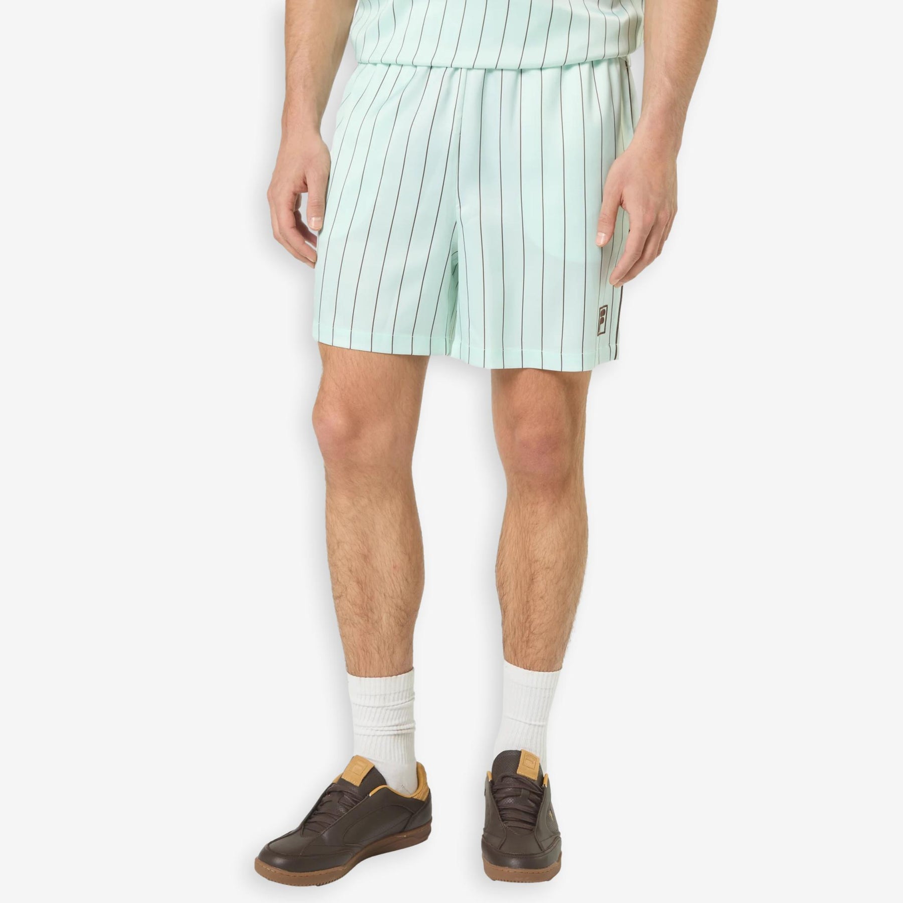 Coverciano Pinstriped Satin Shorts Green