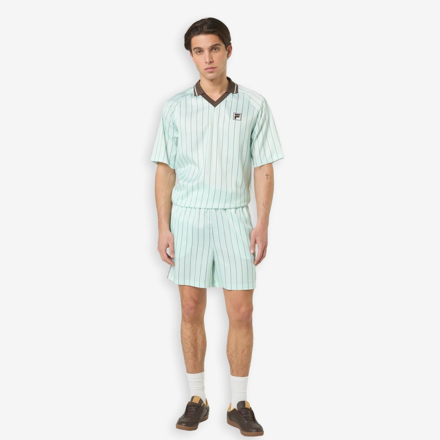 Coverciano Pinstriped Satin Shorts Green