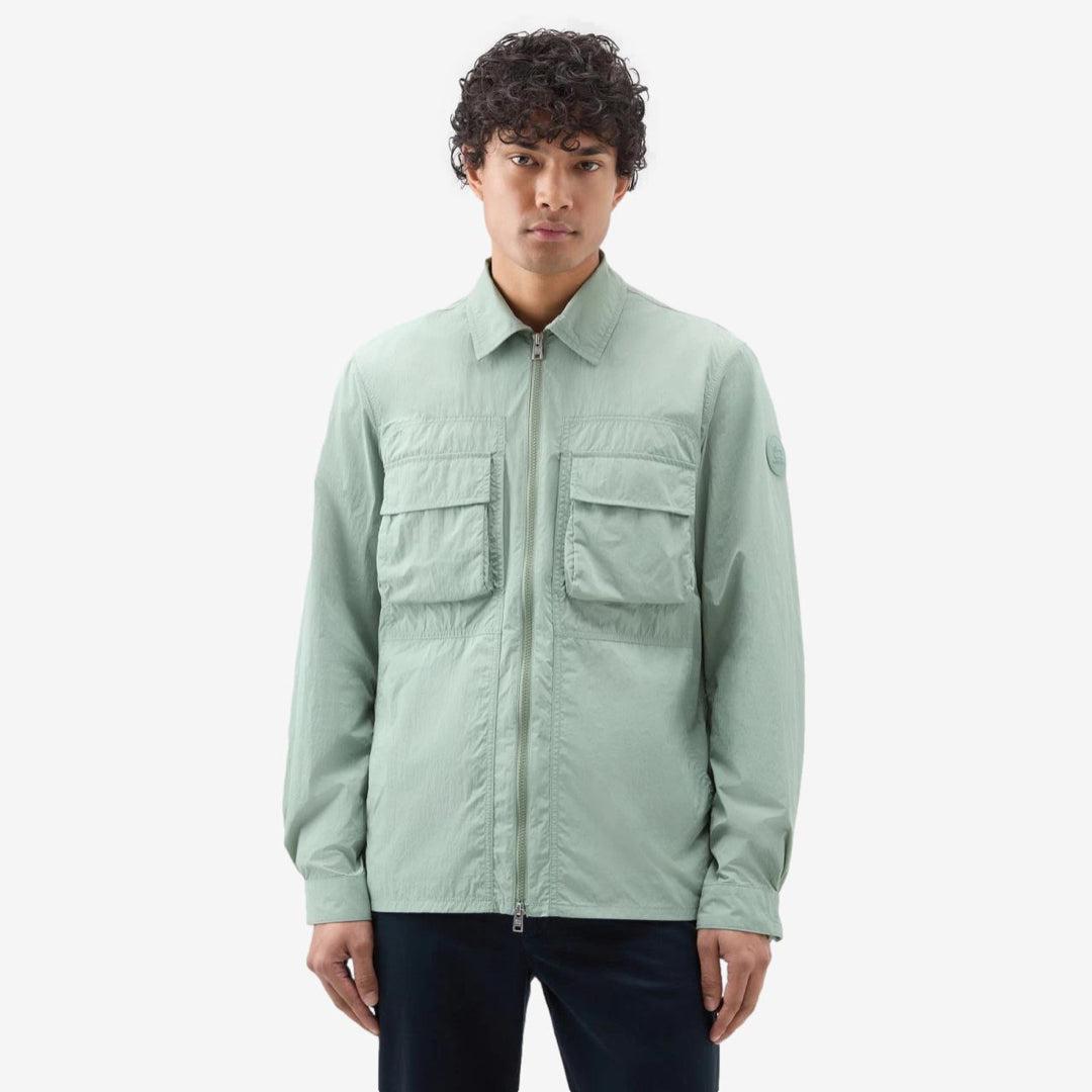 Crinckle Overshirt Sage Green-Skjorte-Woolrich-Phrase
