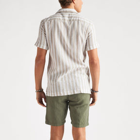 Cuba Linen Shirt Beige Stripe