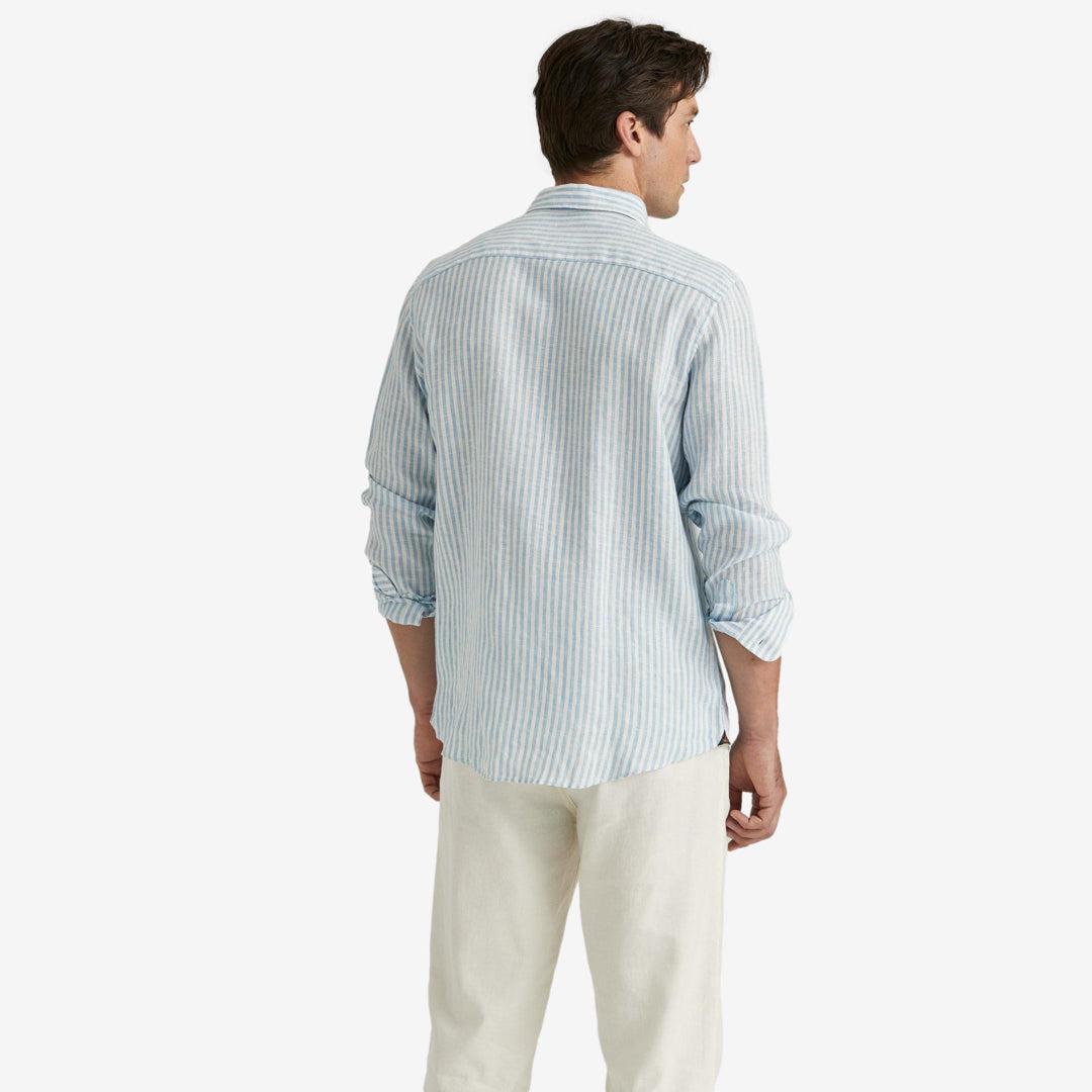 Douglas Linen Stripe Shirt Blue