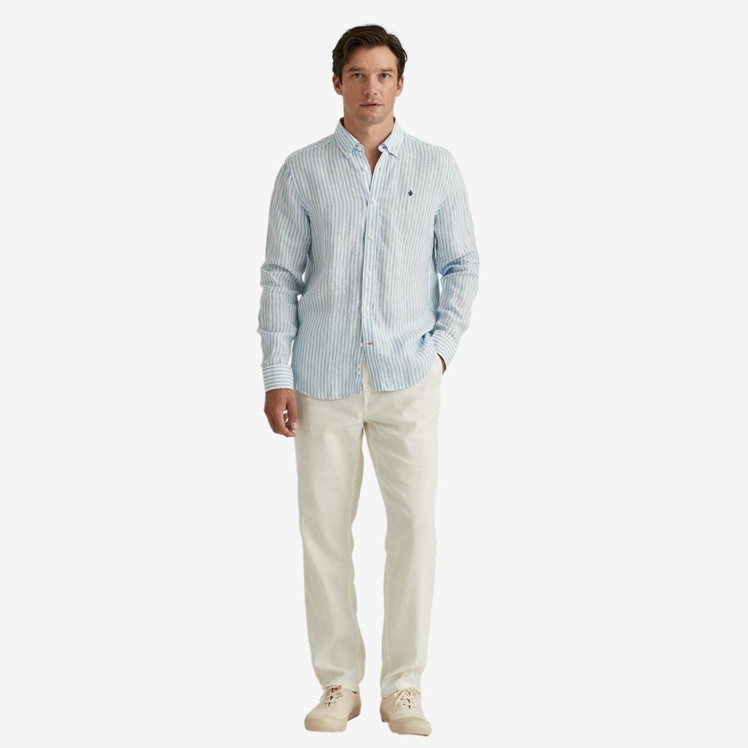 Douglas Linen Stripe Shirt Blue