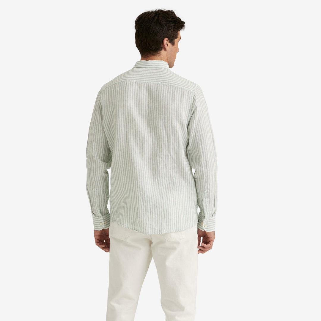 Douglas Linen Stripe Shirt Green