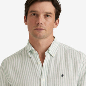 Douglas Linen Stripe Shirt Green