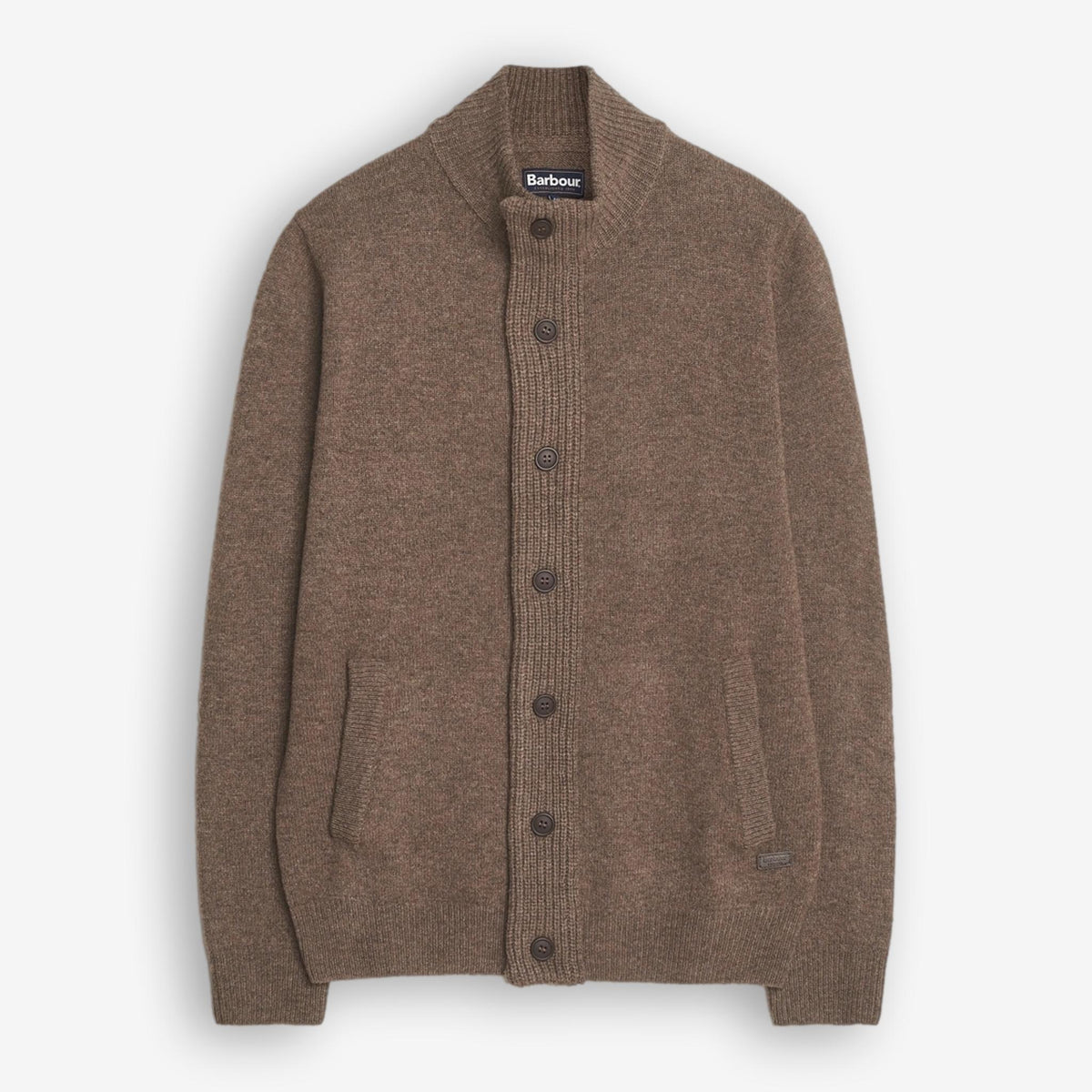 Essential Patch Zip Through Cardigan Brown