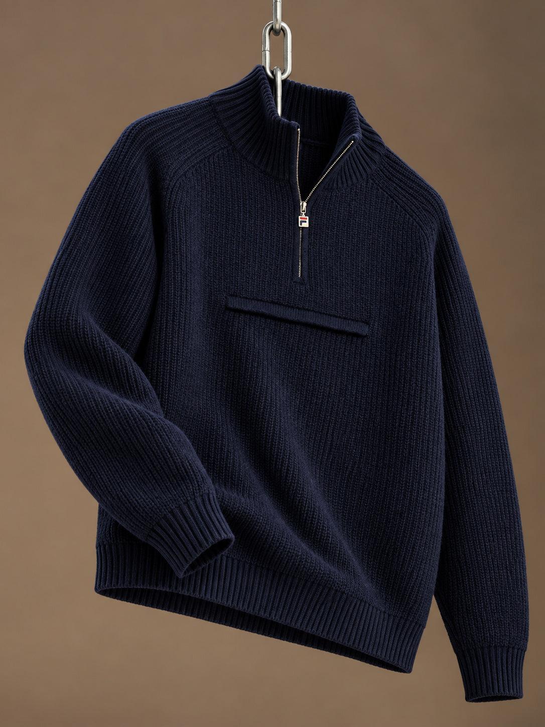 Giovanni Relaxed Half Zip Knit Sailing Sweater Blue