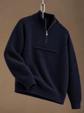 Giovanni Relaxed Half Zip Knit Sailing Sweater Blue