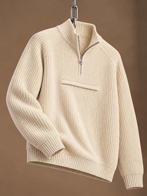 Giovanni Relaxed Half Zip Knit Sailing Sweater Offwhite