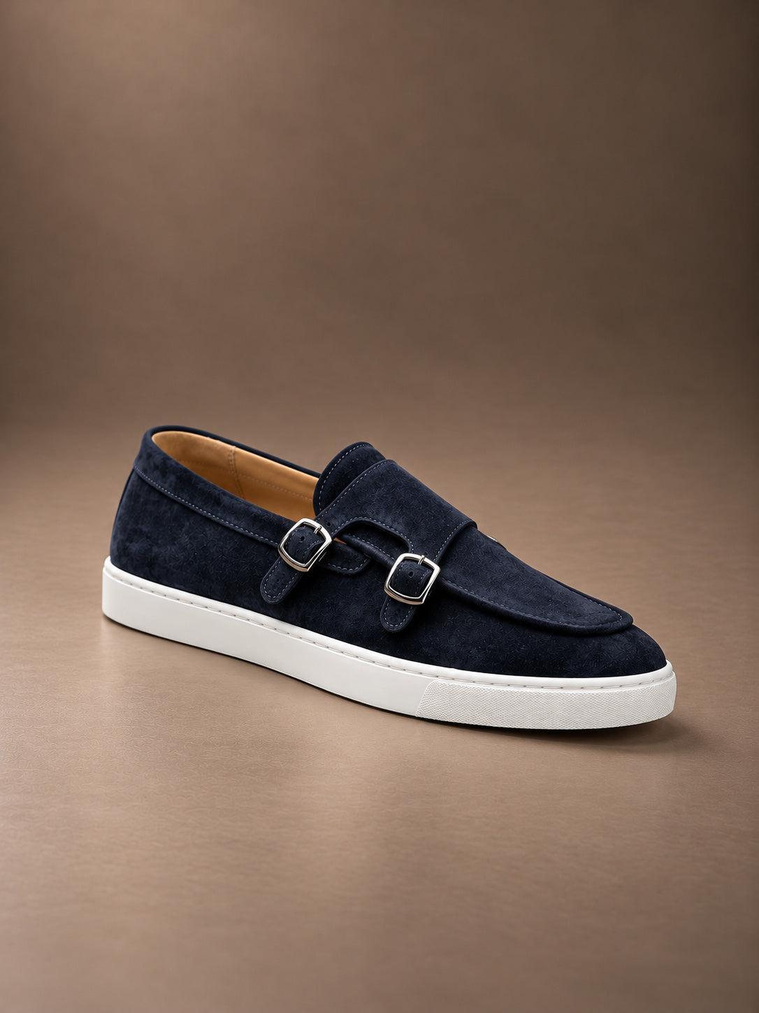 Monk Strap Sneaker Suede Navy