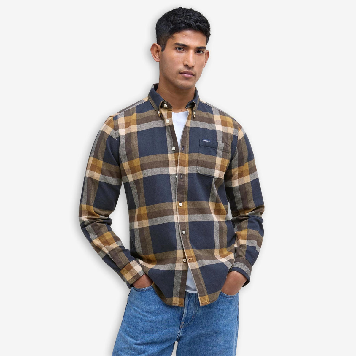 Folley Tailored Checked Shirt Navy-Barbour-Phrase