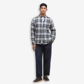 Fortrose Tailored Tartan Flannel Shirt Forest Mist