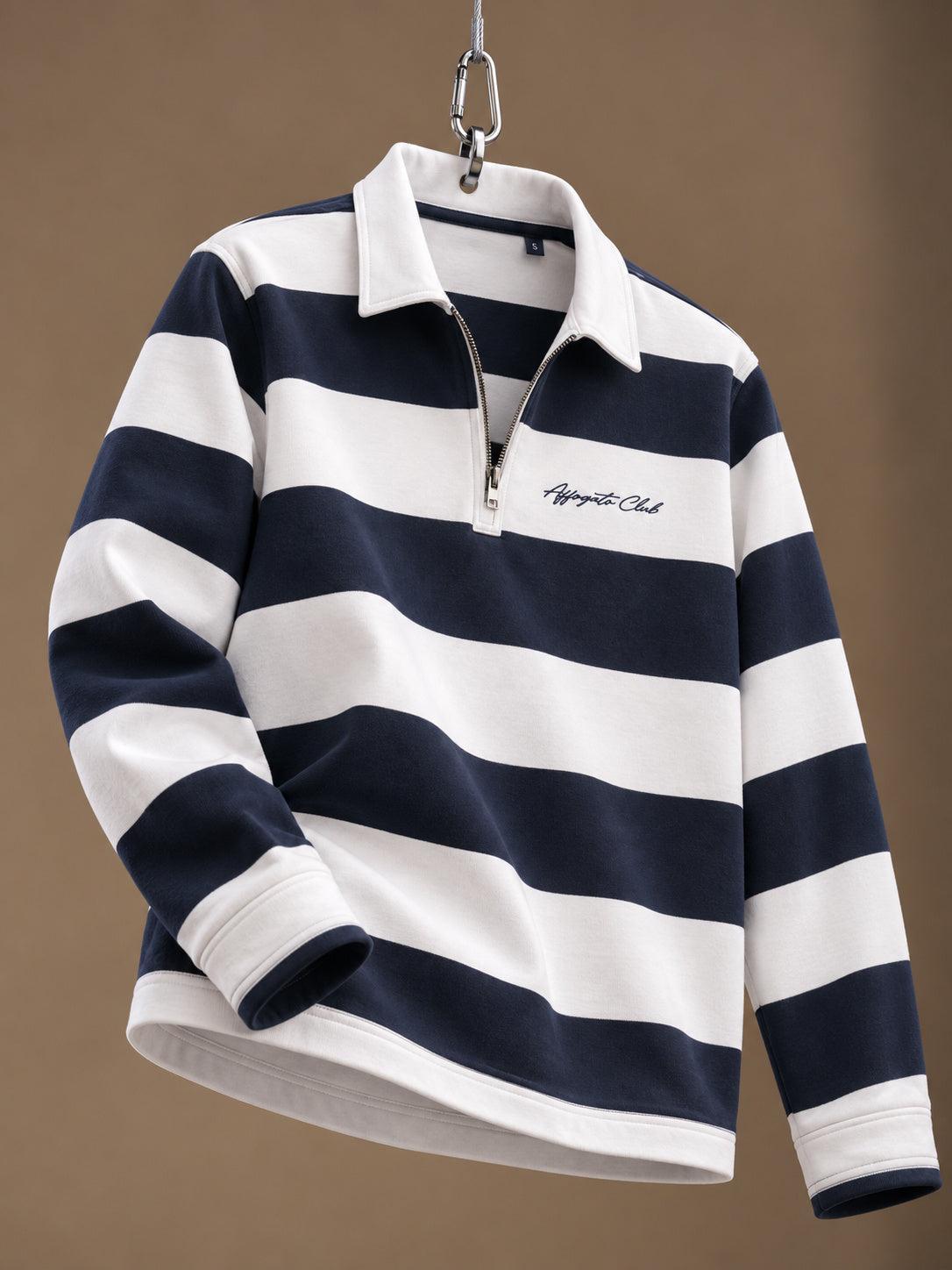Striped Half Zip Navy