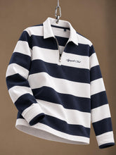 Striped Half Zip Navy