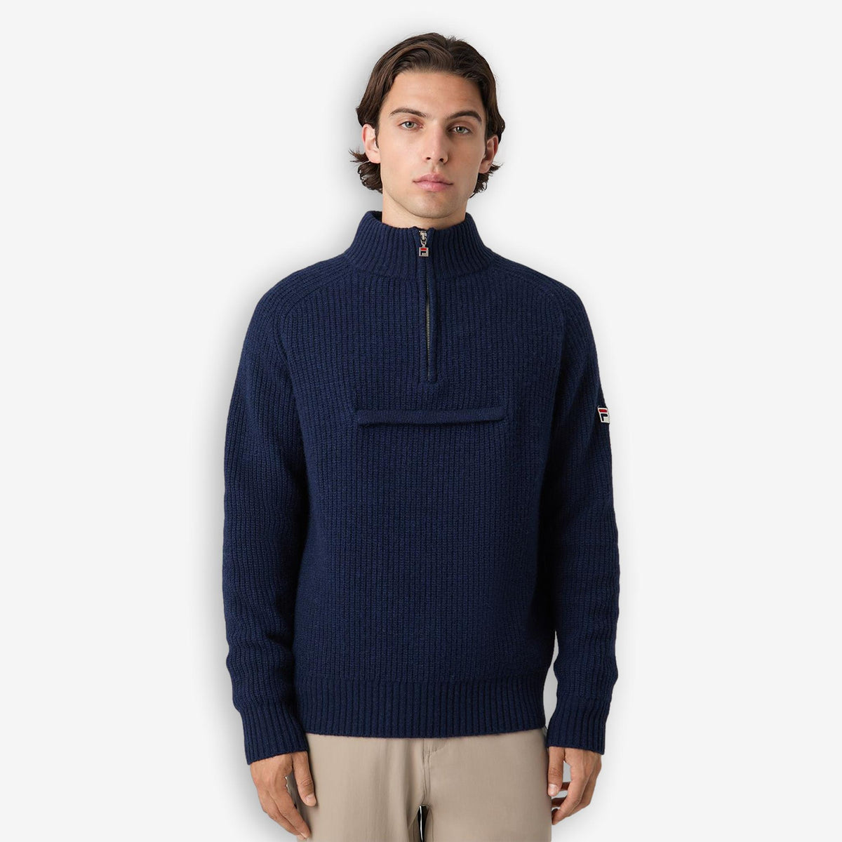 Giovanni Relaxed Half Zip Knit Sailing Sweater Blue