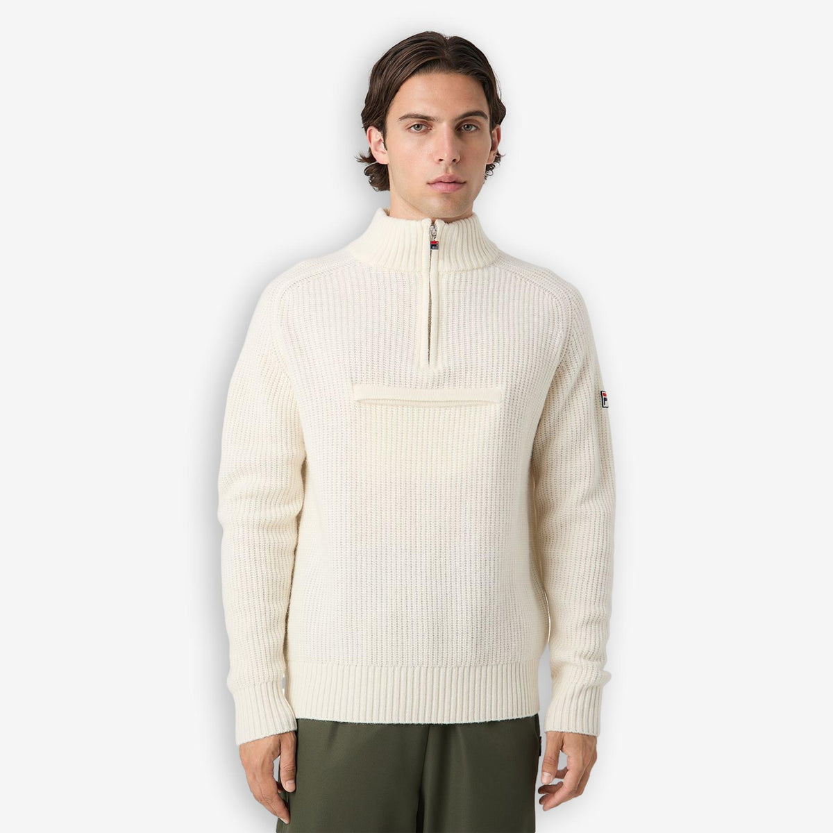 Giovanni Relaxed Half Zip Knit Sailing Sweater Offwhite