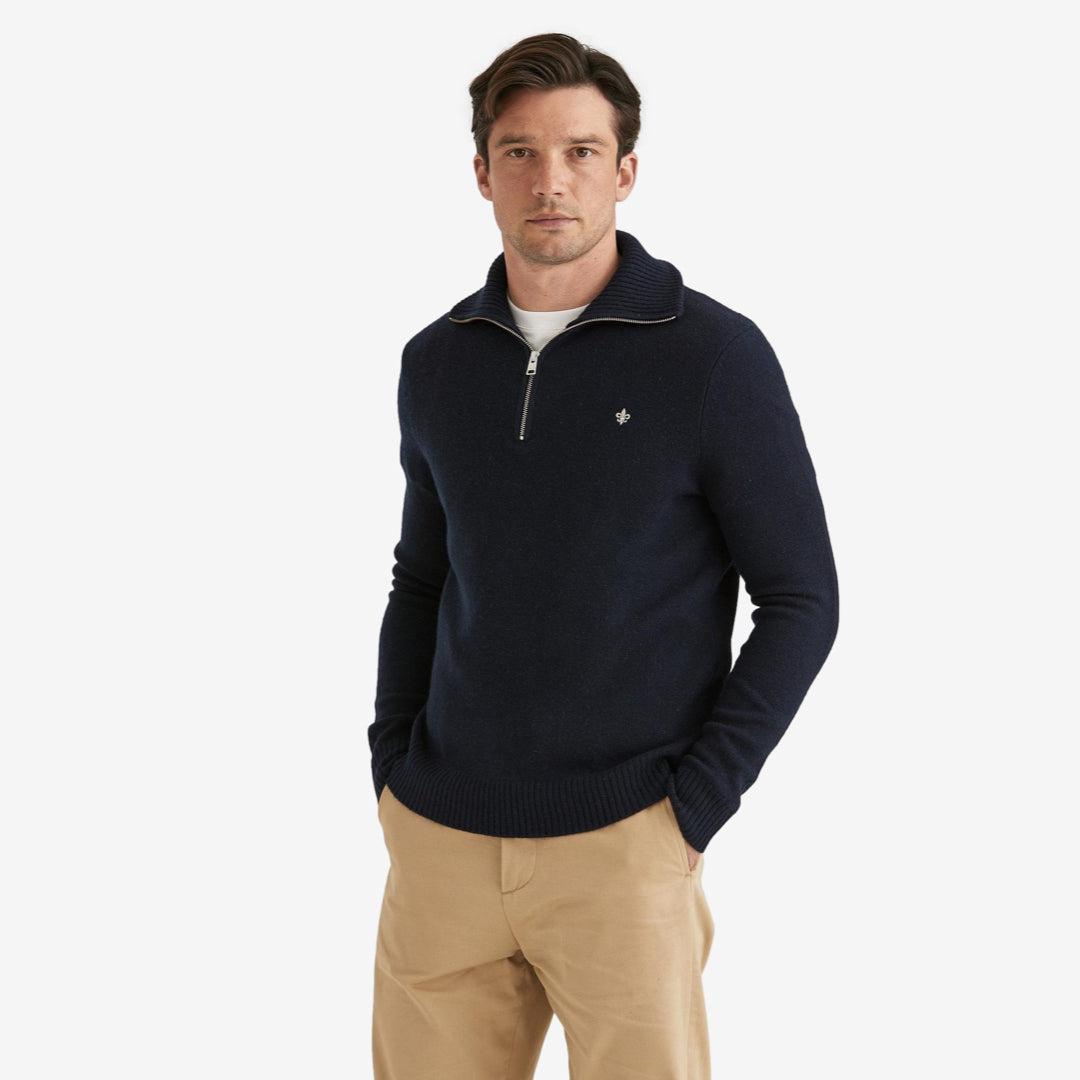 Hertford Merino Half Zip Navy