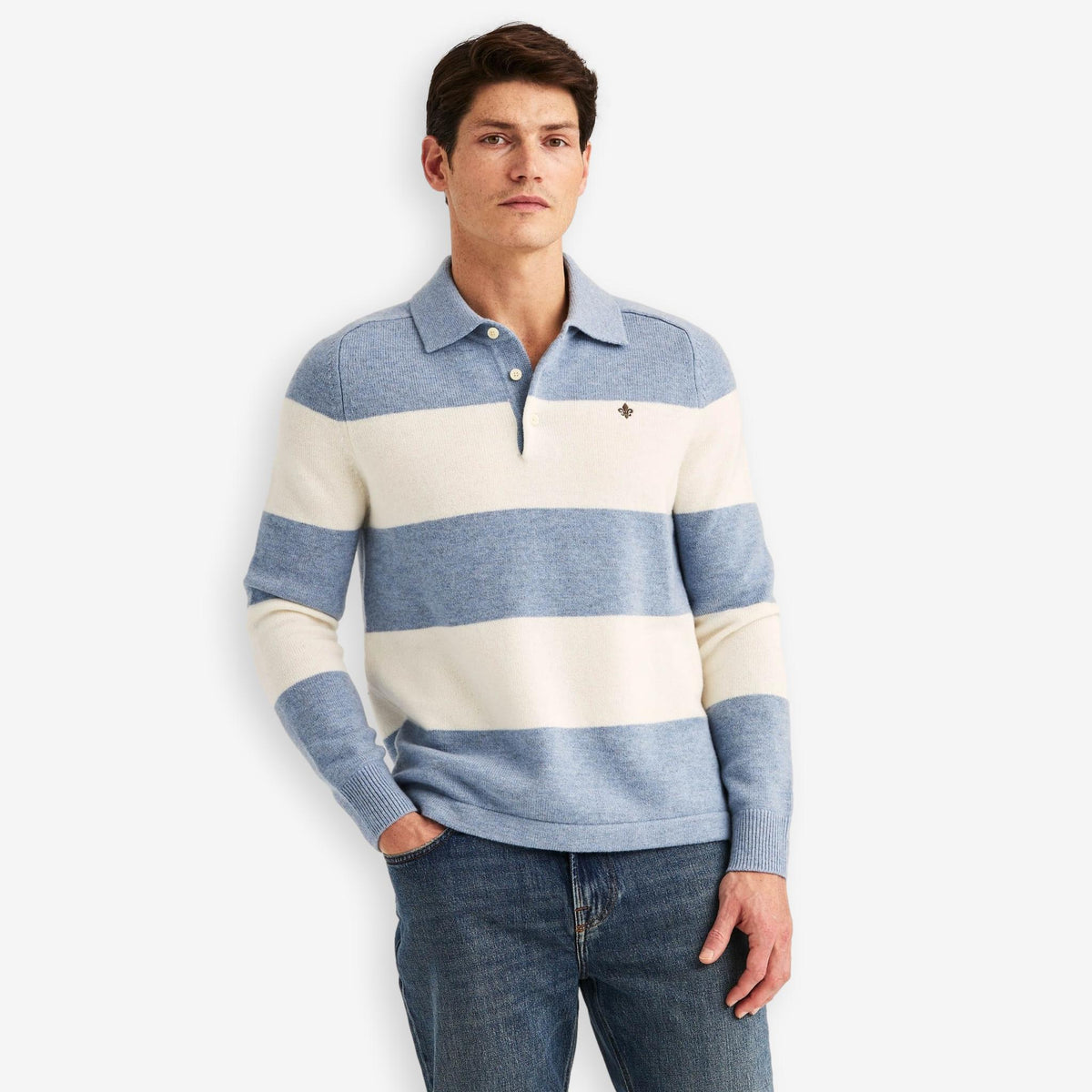 Hertford Knitted Polo Blue