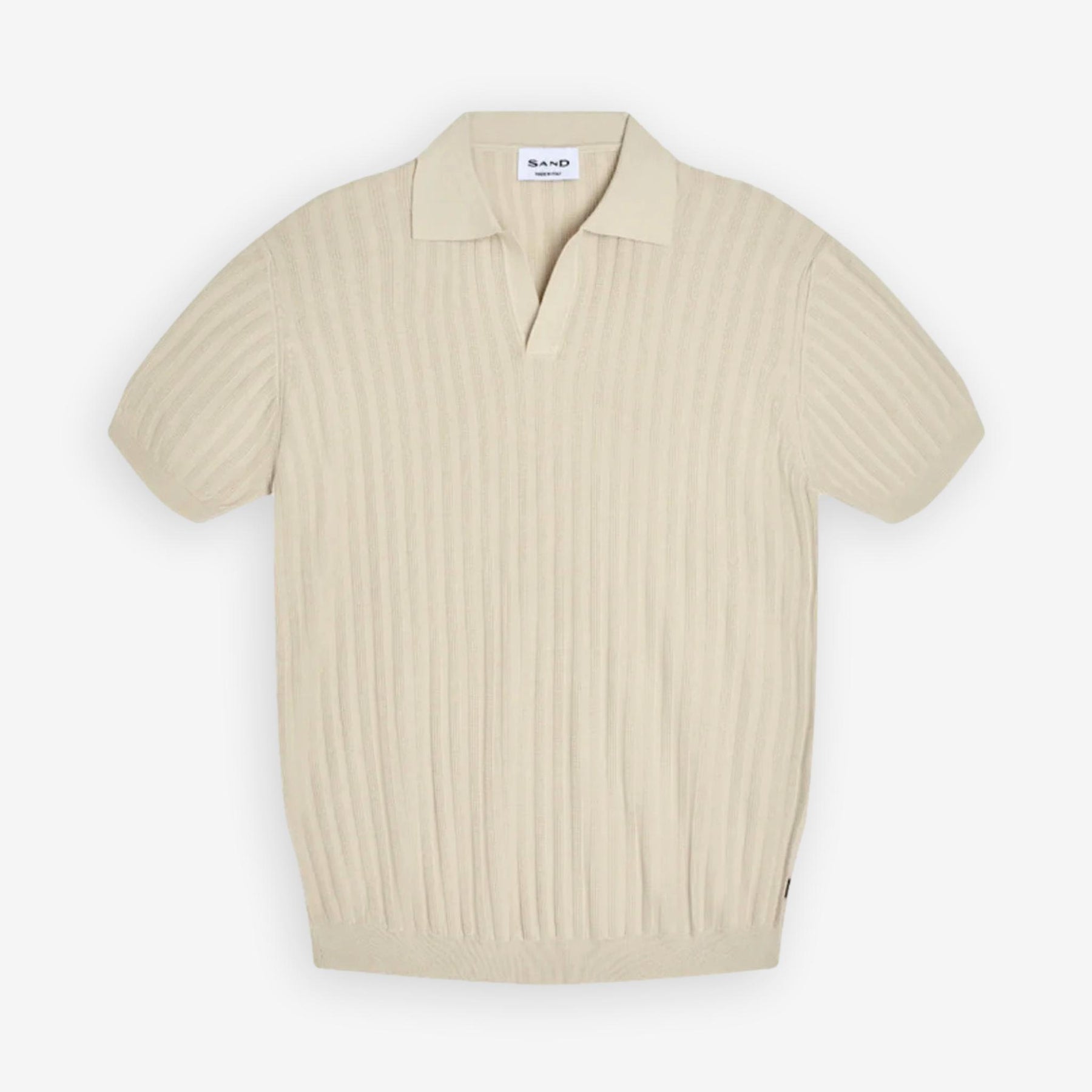 Ip Knitted Short Sleeve Polo Champagne Beige