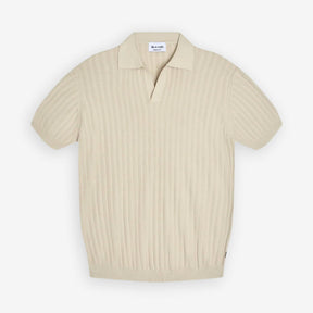 Ip Knitted Short Sleeve Polo Champagne Beige