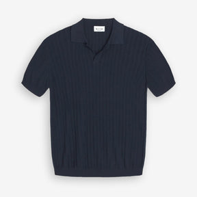Ip Knitted Short Sleeve Polo Dark Navy