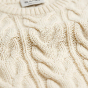 Iq Cotton Cable Crewneck Sweater White
