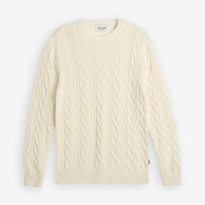 Iq Cotton Cable Crewneck Sweater White