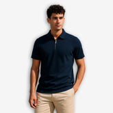 Jersey Zip Polo Short Sleeve Navy