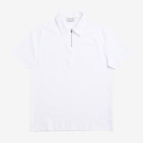 Jersey Zip Polo Short Sleeve White