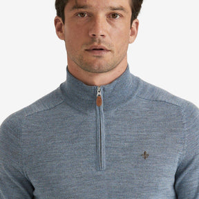 John Merino Half Zip Blue