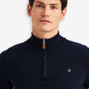 John Merino Half Zip Blue