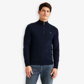John Merino Half Zip Blue