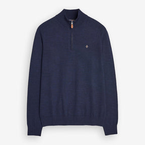 John Merino Half Zip Blue