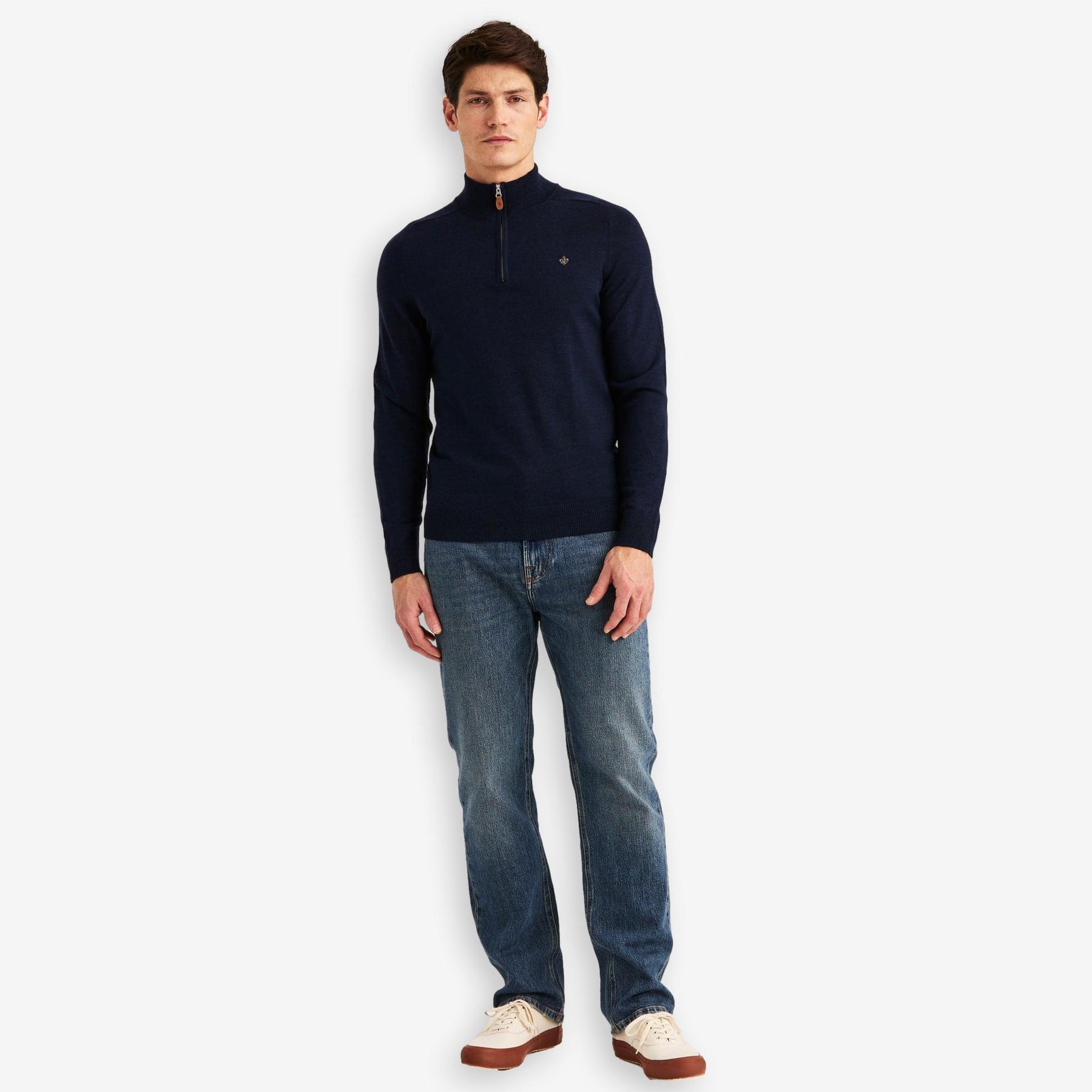 John Merino Half Zip Blue