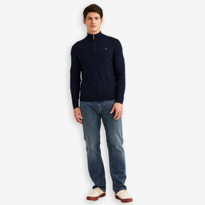 John Merino Half Zip Blue