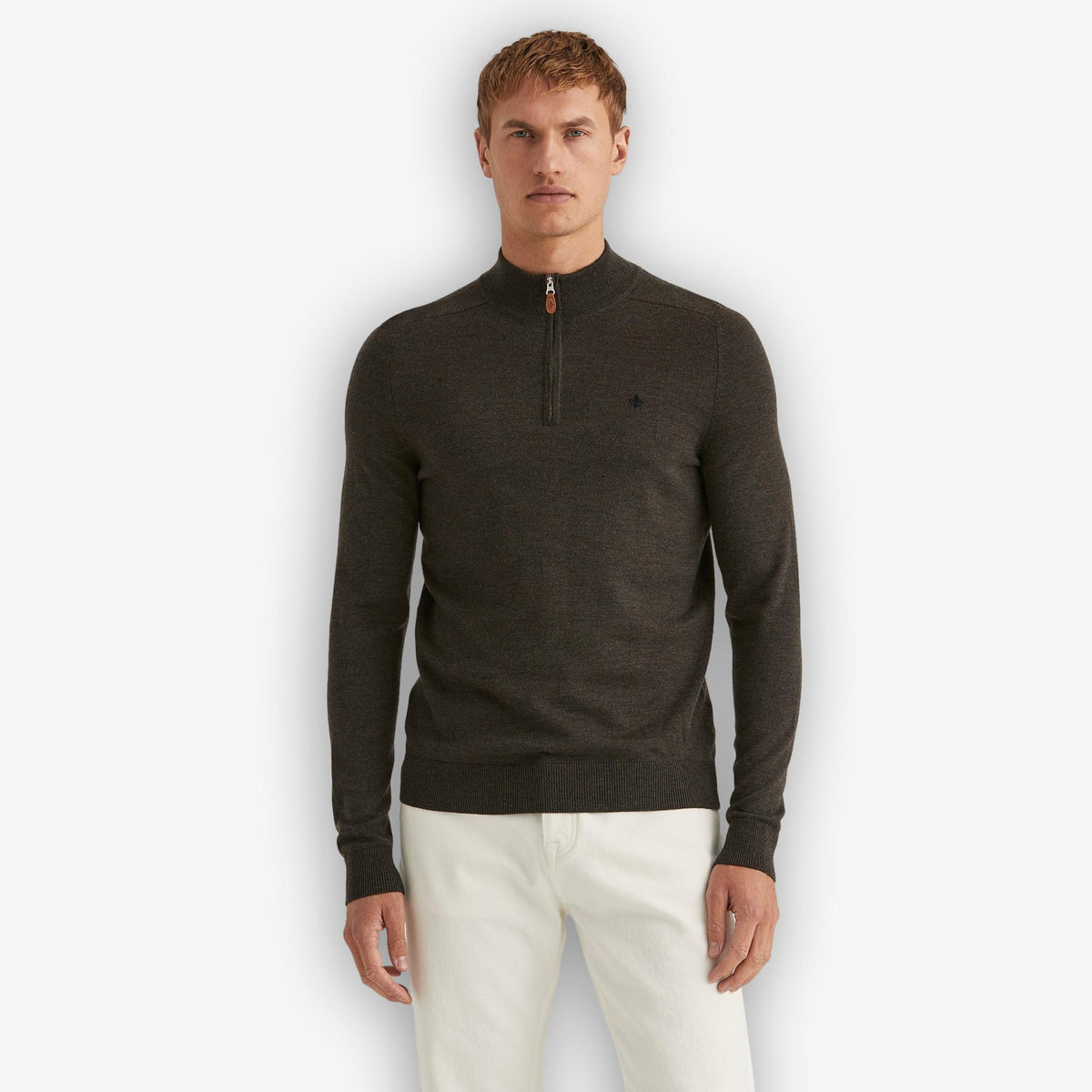 John Merino Half Zip Dark Brown