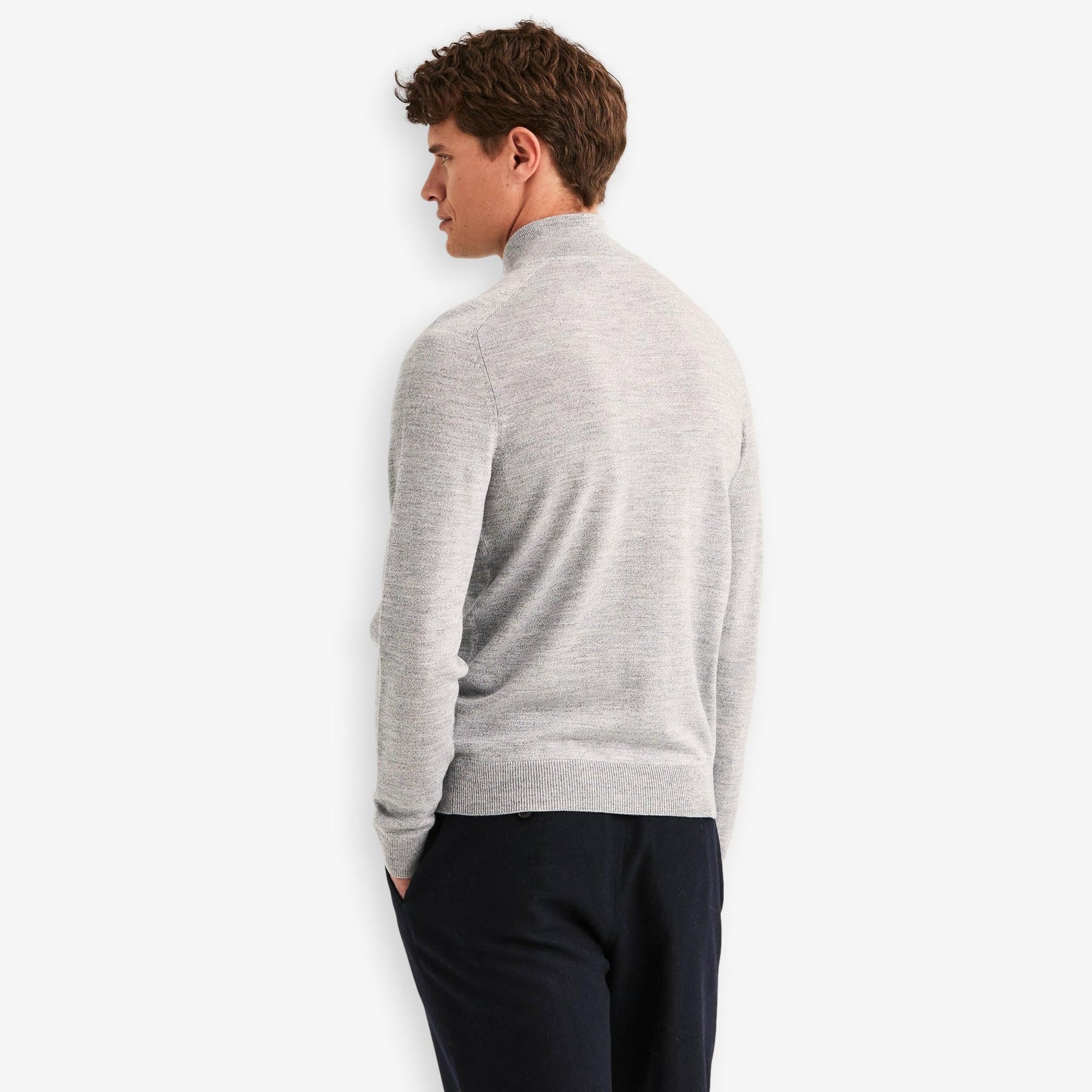 John Merino Half Zip Light Grey