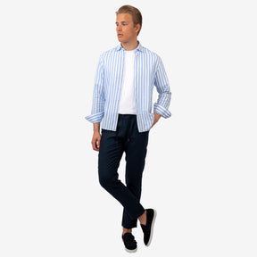 Linen Shirt Striped Light Blue