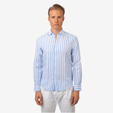Linen Shirt Striped Light Blue