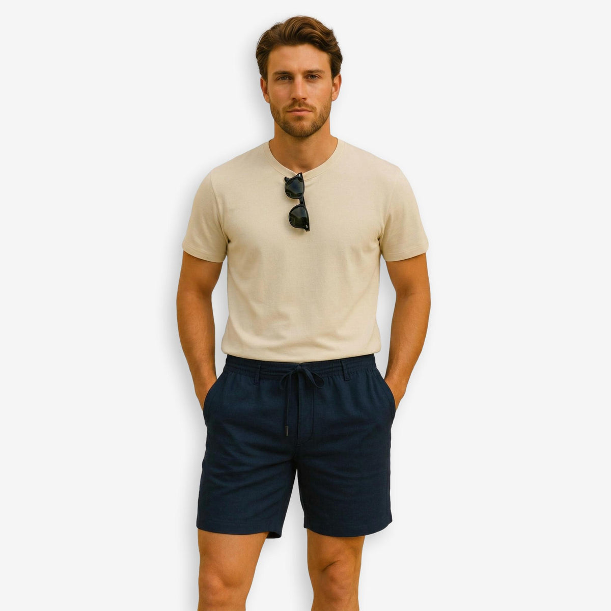 Linen Shorts Navy