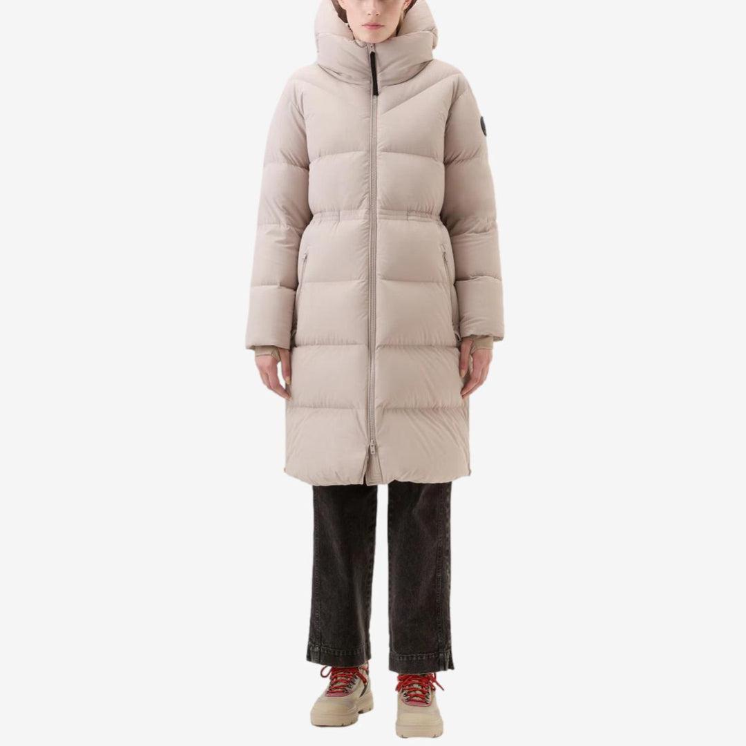Long Down Stretch Parka Light Taupe