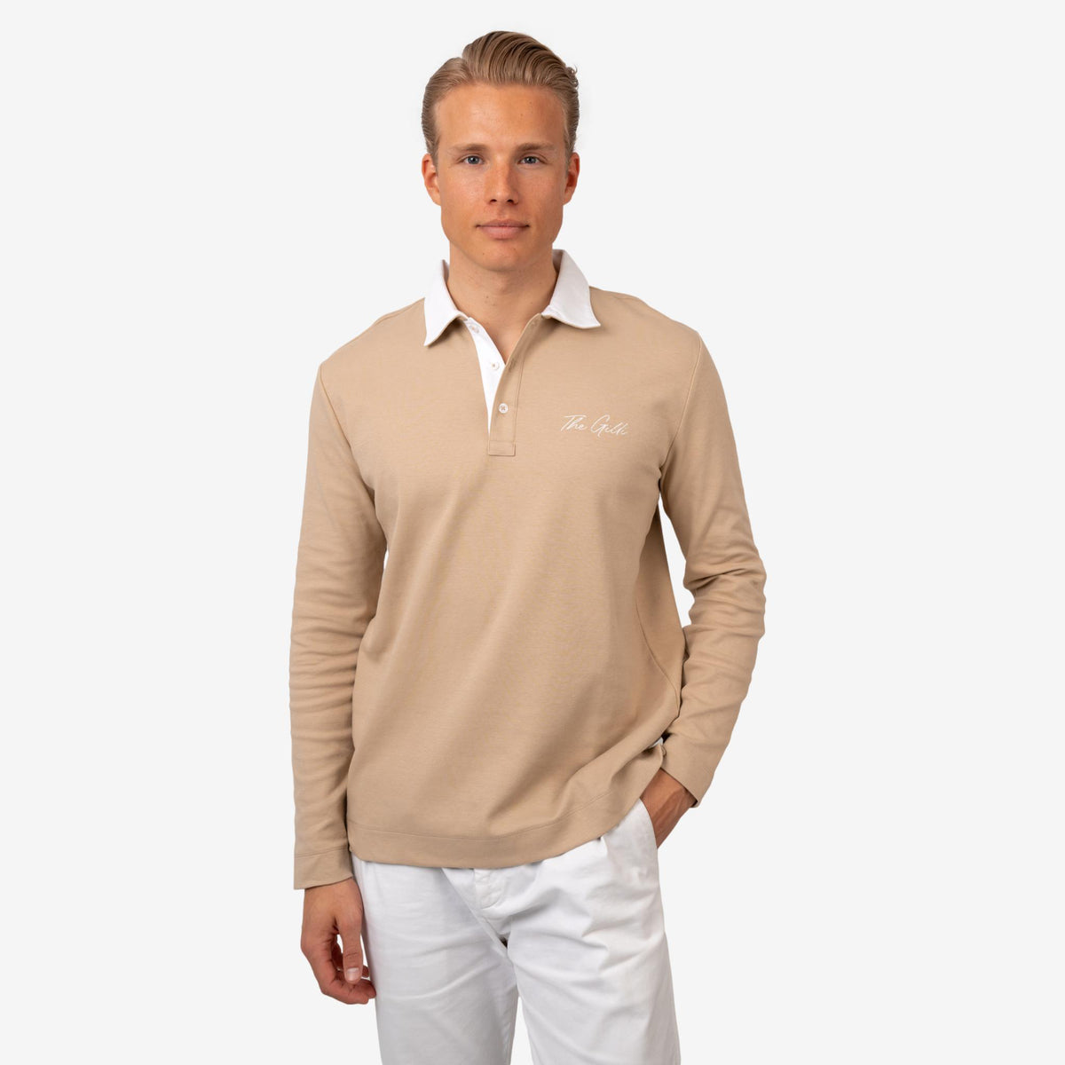 Longsleeve Cotton Polo Sand
