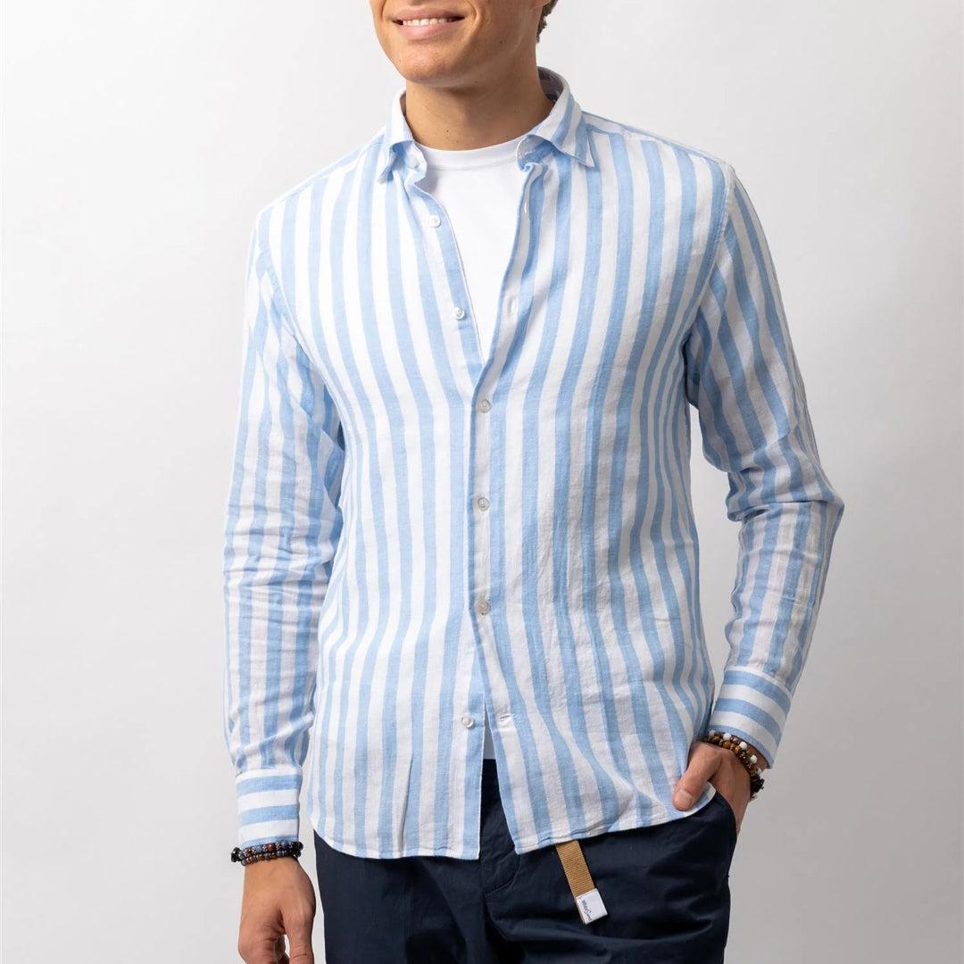 Luca Linen Shirt Stripe Blue