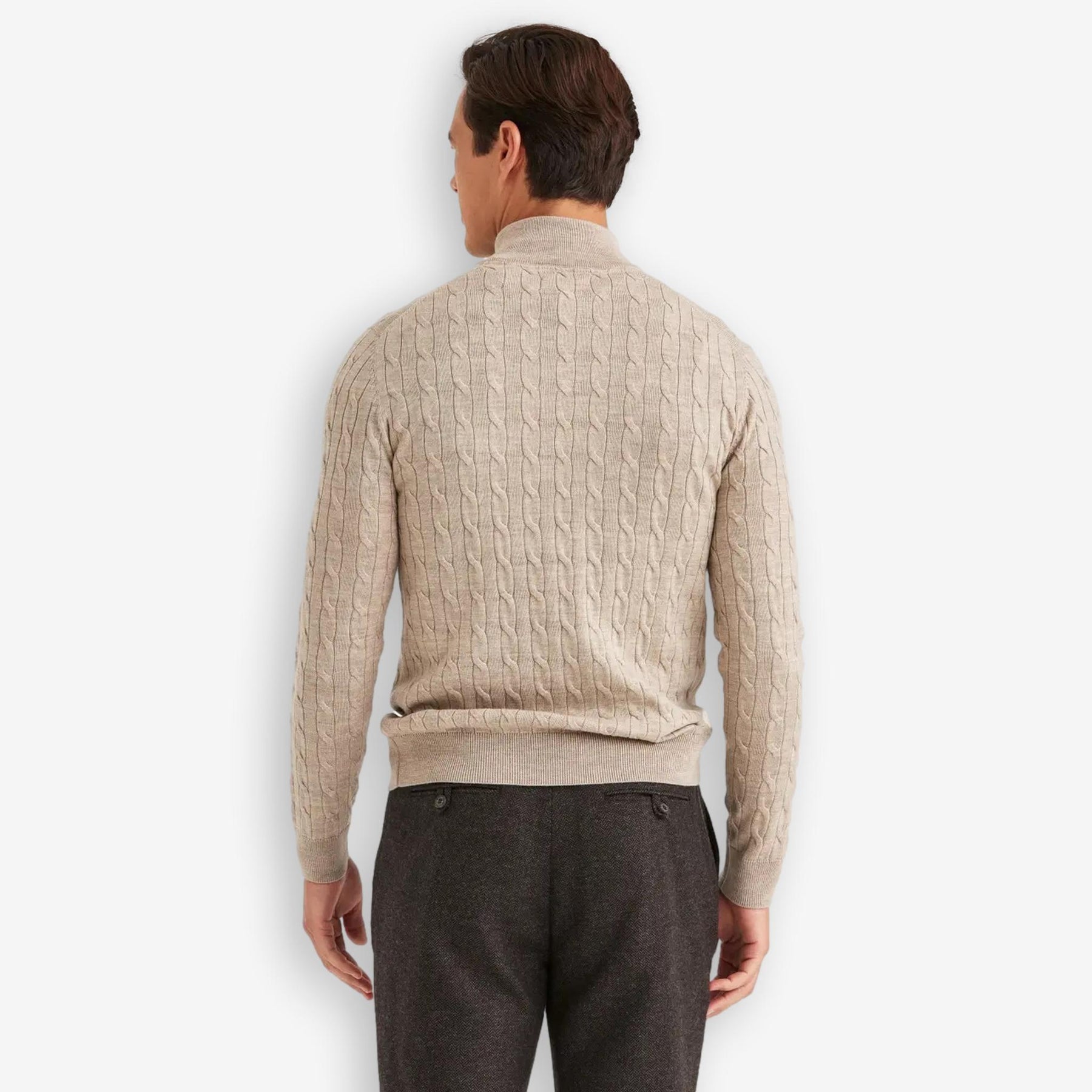 Merino Cable John Zip Khaki-Morris Stockholm-Phrase