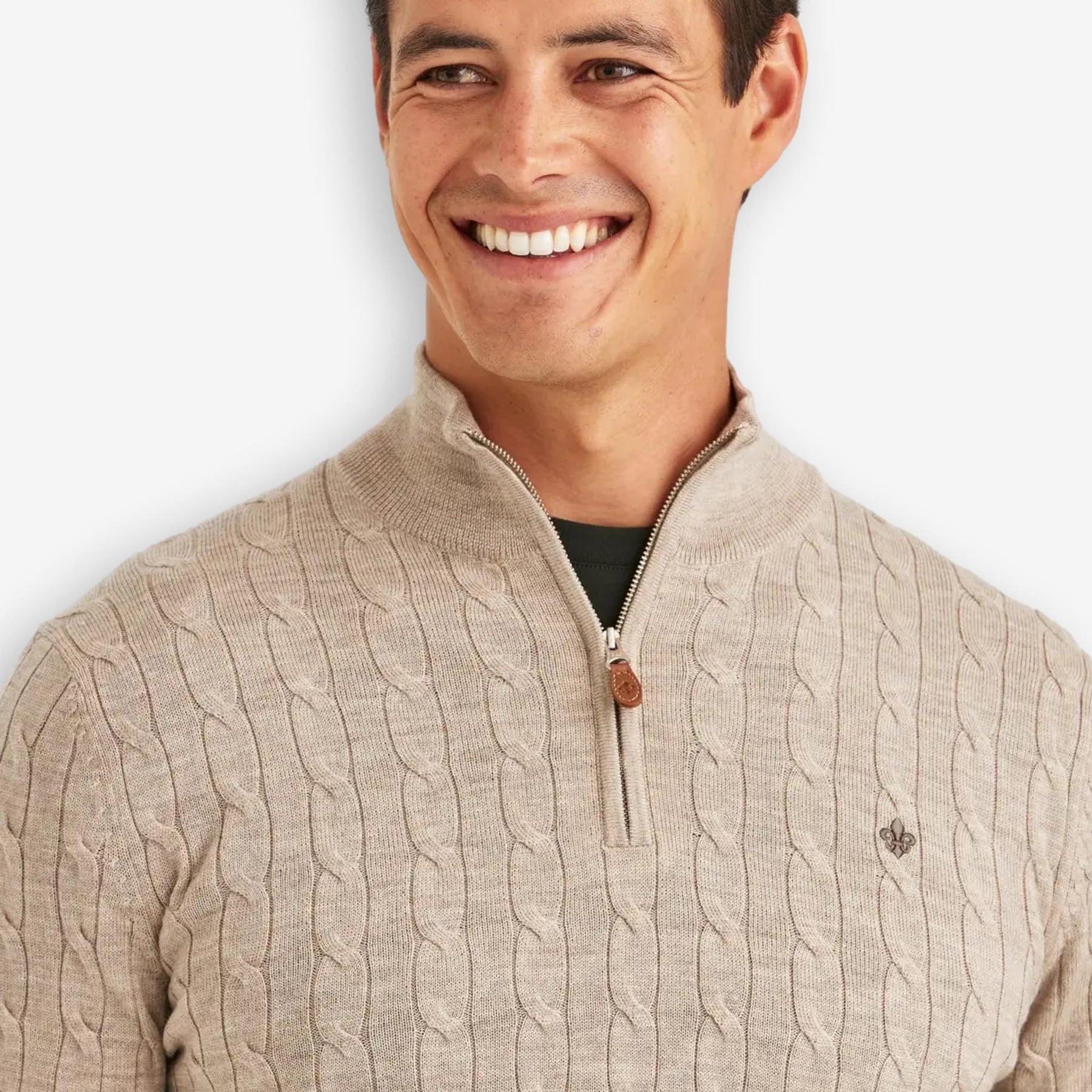 Merino Cable John Zip Khaki-Morris Stockholm-Phrase