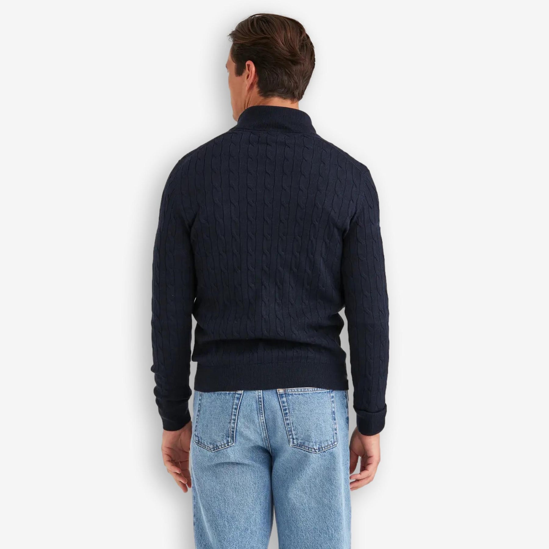 Merino Cable John Zip Navy-Morris Stockholm-Phrase