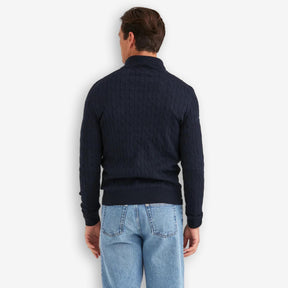 Merino Cable John Zip Navy-Morris Stockholm-Phrase