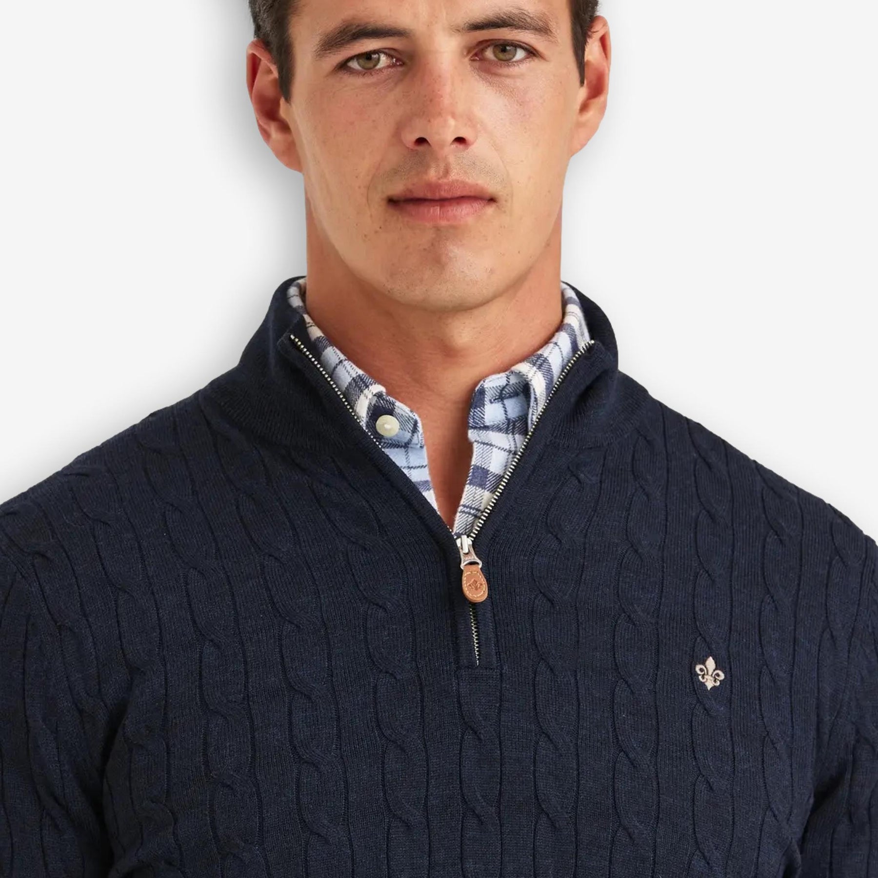 Merino Cable John Zip Navy-Morris Stockholm-Phrase