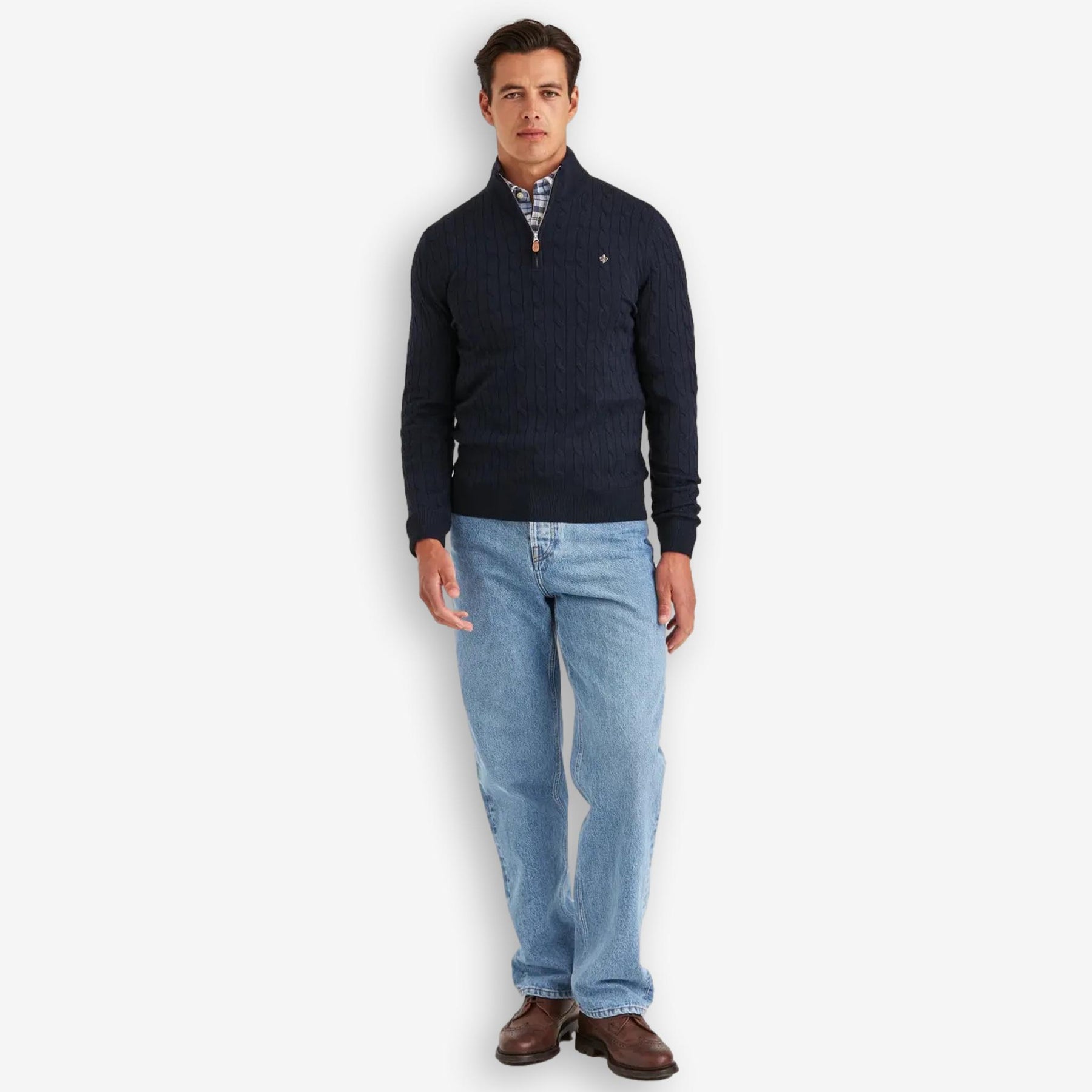 Merino Cable John Zip Navy-Morris Stockholm-Phrase