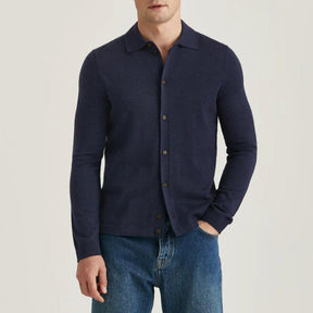 Merino Knitted Shirt Navy-Skjorte-Morris Stockholm-Phrase