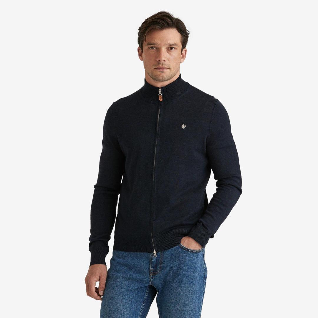 Merino Zip Cardigan Marineblå